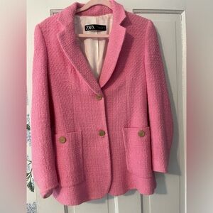 Zara Women's Vibrant Pink Textured Blazer
